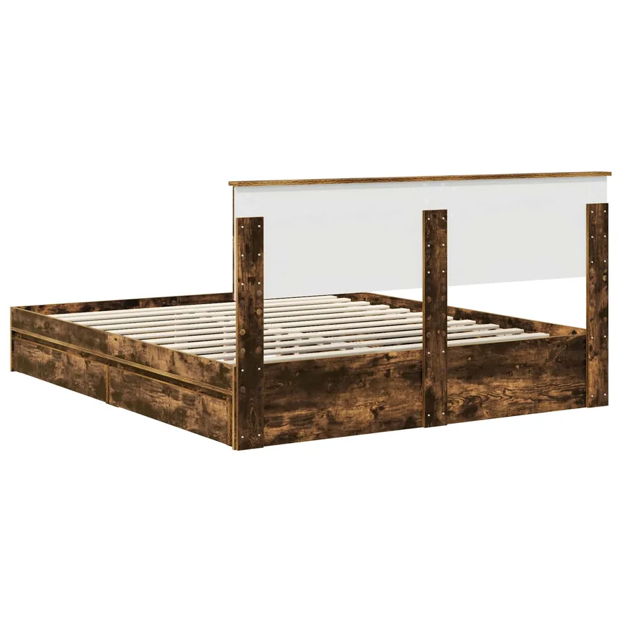 Lit de Rangement Chêne fumé 160 x 200 cm Bois d'ingénierie - 10