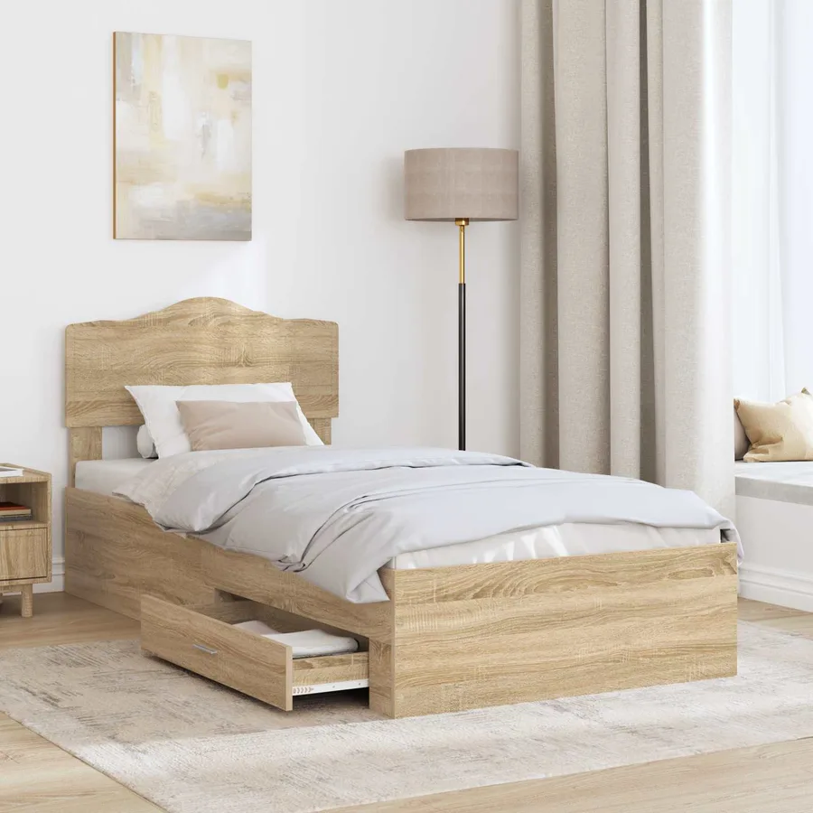 Cadre de lit Chêne Sonoma 70 x 190 cm Bois d'ingénierie - 3