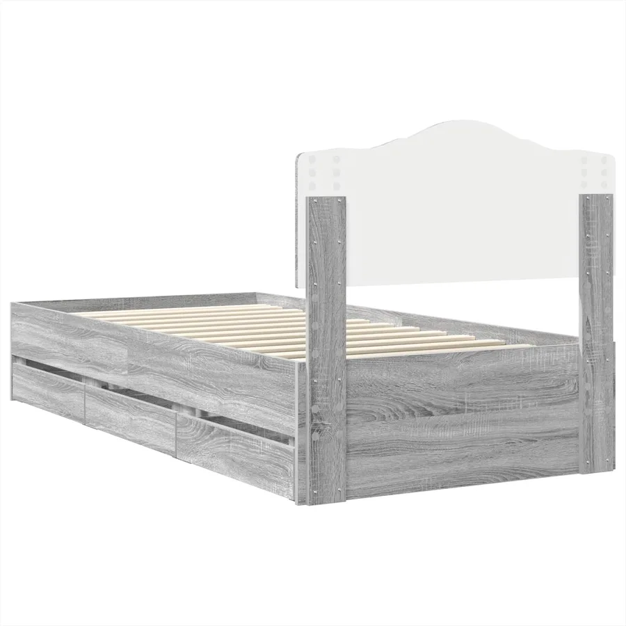 Cadre de lit Gris Sonoma 75 x 190 cm Bois Ingénierie - 10