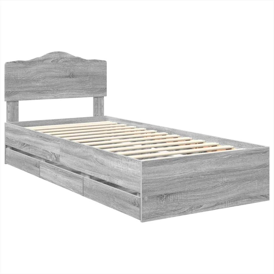 Cadre de lit Gris Sonoma 75 x 190 cm Bois Ingénierie - 4