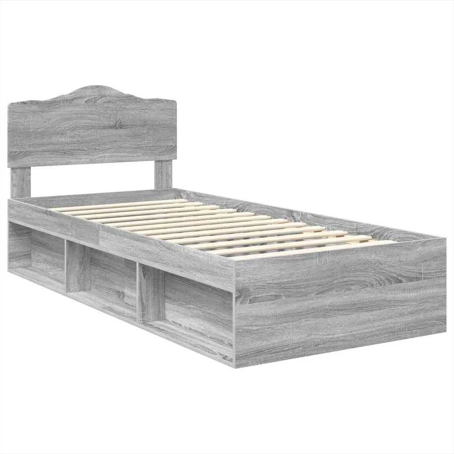 Cadre de lit Gris Sonoma 75 x 190 cm Bois de pin massif - 4