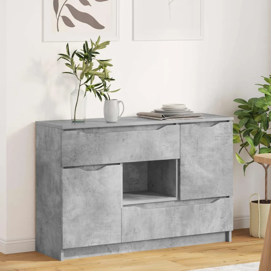 Buffet avec tiroir Gris béton 100 x 30 x 65,6 Bois d'ingénierie