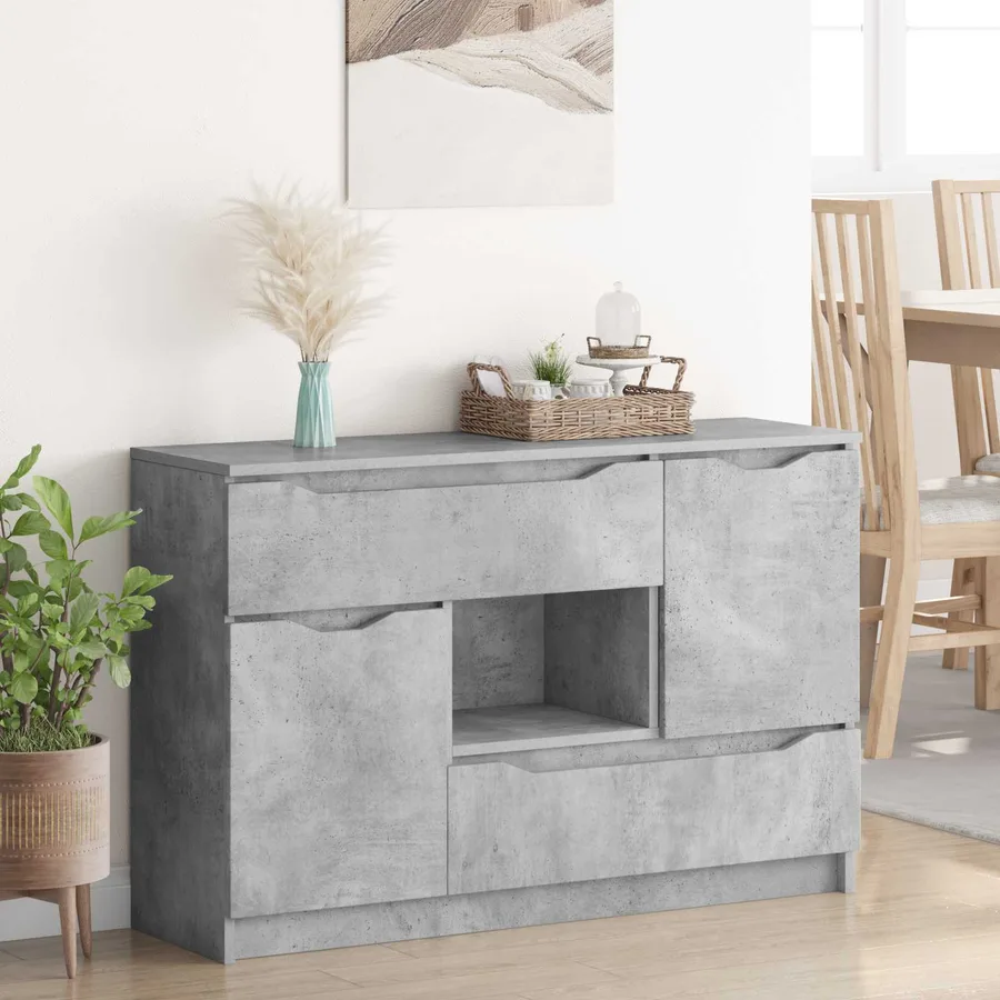 Buffet avec tiroir Gris béton 100 x 30 x 65,6 Bois d'ingénierie - 4