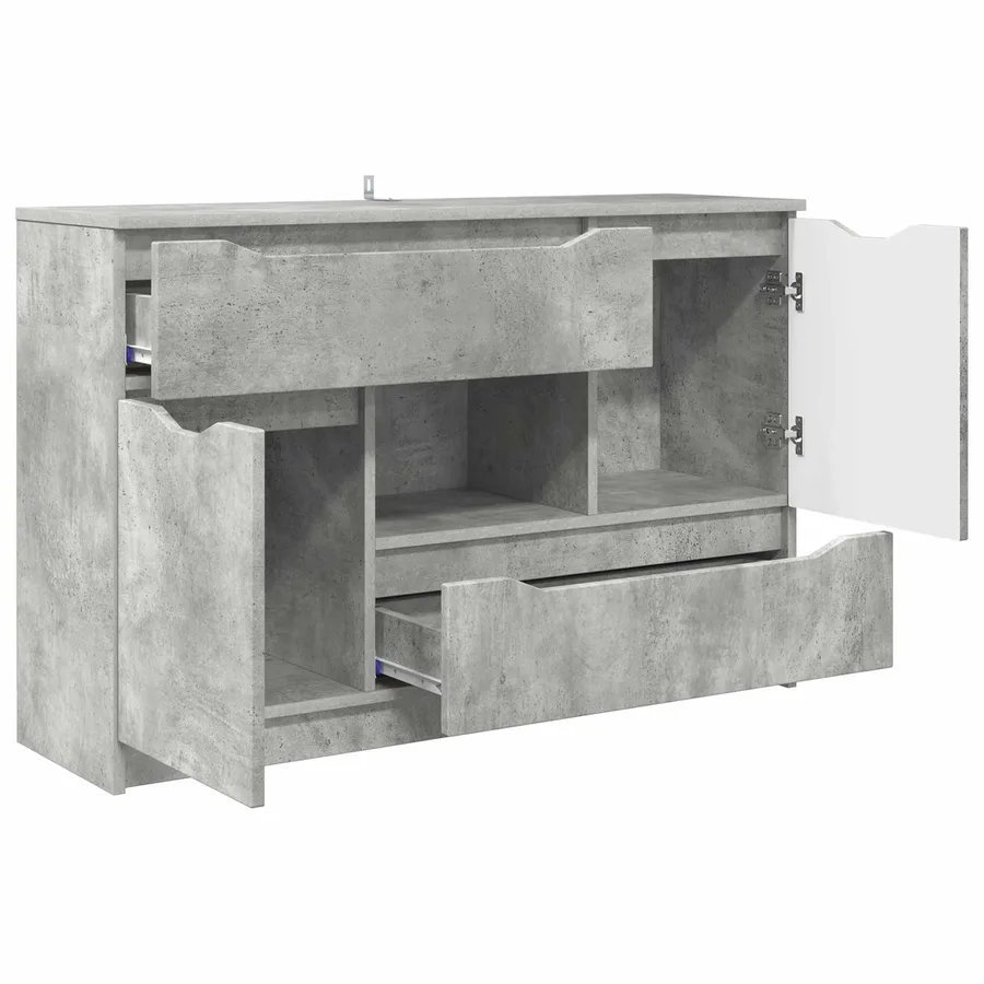 Buffet avec tiroir Gris béton 100 x 30 x 65,6 Bois d'ingénierie - 5