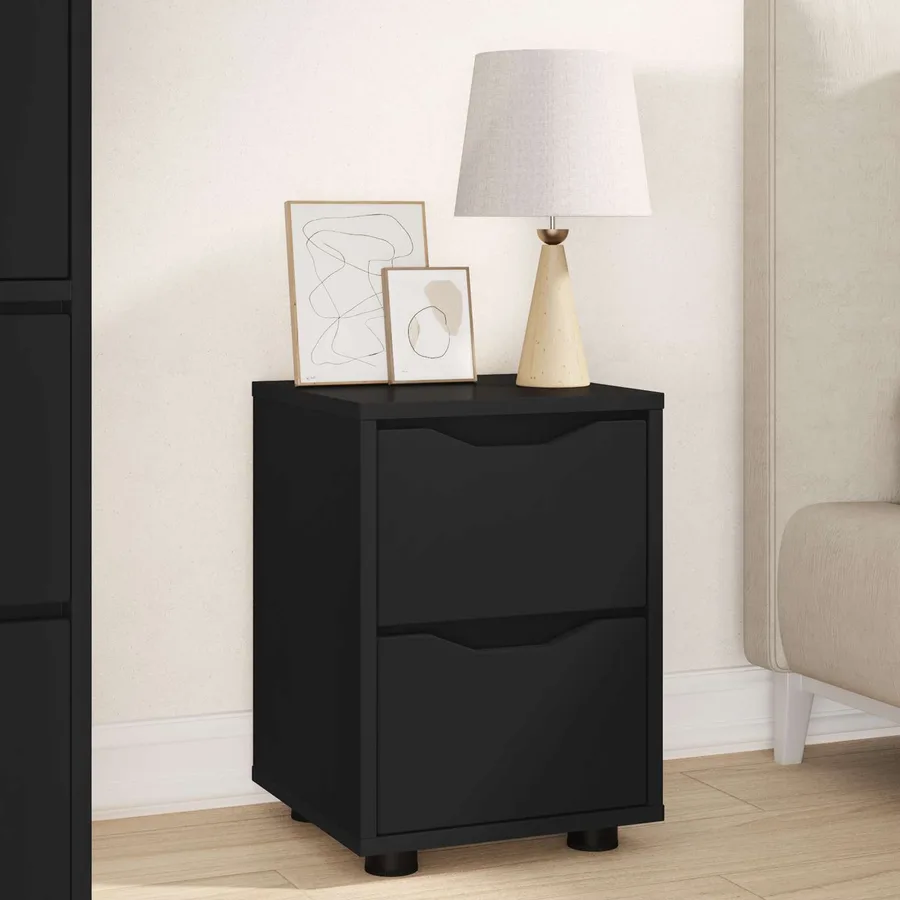 Tables de chevet 2 pcs Noir 30,5 x 30 x 43 cm Bois d'ingénierie - 4