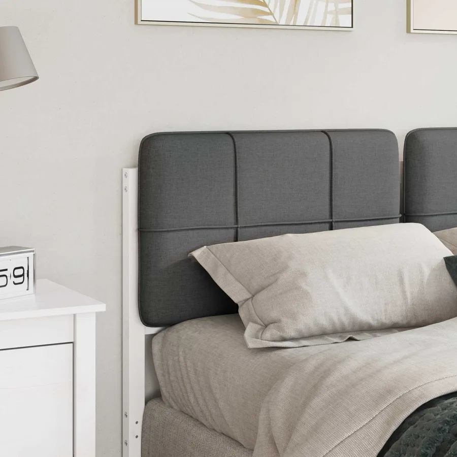 Tête de lit capitonnée Blanc et gris clair 120 cm Pin massif - 3