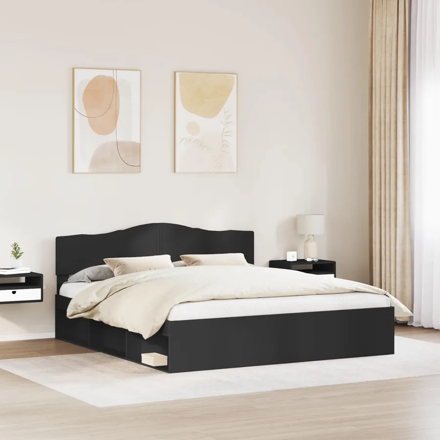 Cadre de lit Noir 180 x 200 cm Bois de pin massif - 3