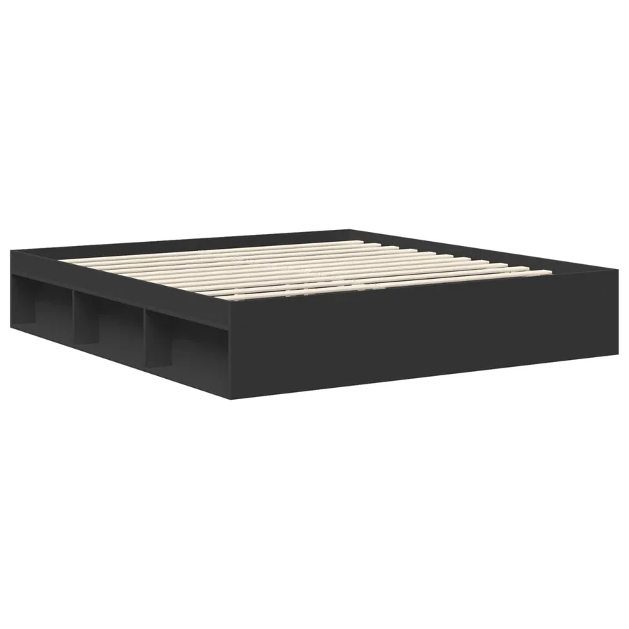 Cadre de lit Noir 180 x 200 cm Bois de pin massif - 5