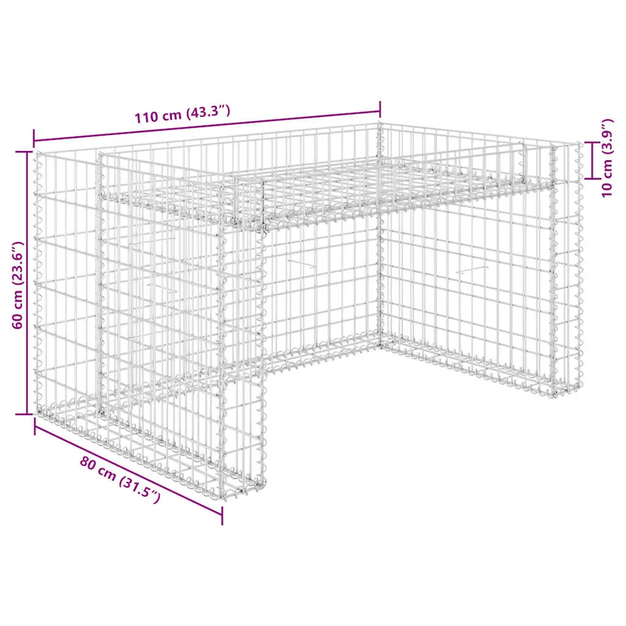 Garage tondeuse à gazon lit surélevé 110x80x60 cm Fil en acier - 6