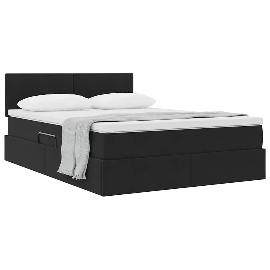 Lit de Rangement avec matelas Noir 140 x 200 cm Velours - 3