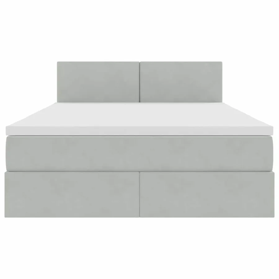 Lit de Rangement avec matelas Gris clair 140 x 200 cm Velours - 7