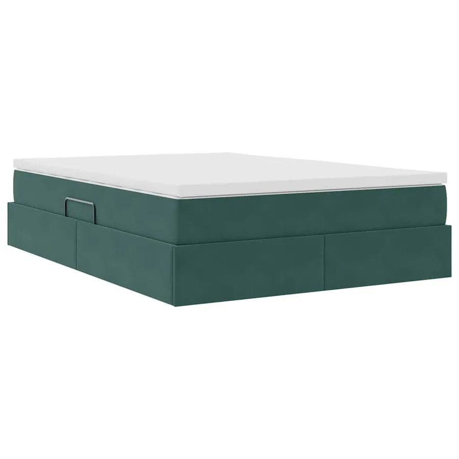 Lit avec rangement et matelas Vert foncé 140 x 200 cm Velours - 5