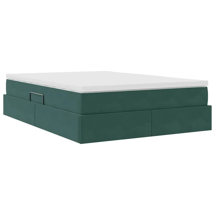 Lit avec rangement et matelas Vert foncé 140 x 200 cm Velours - 8