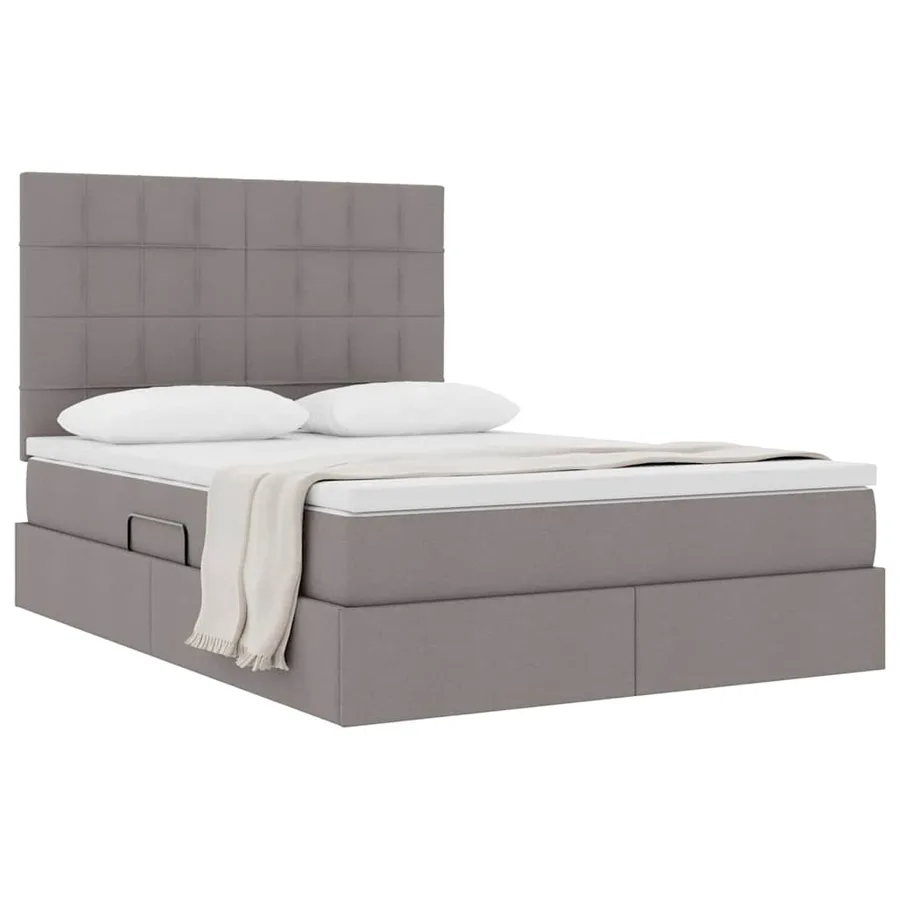 Lit avec rangement et matelas Taupe 140 x 200 cm tissu - 3