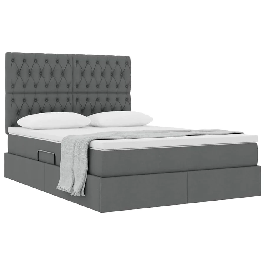 Lit avec rangement et matelas Gris foncé 140 x 200 cm tissu - 3