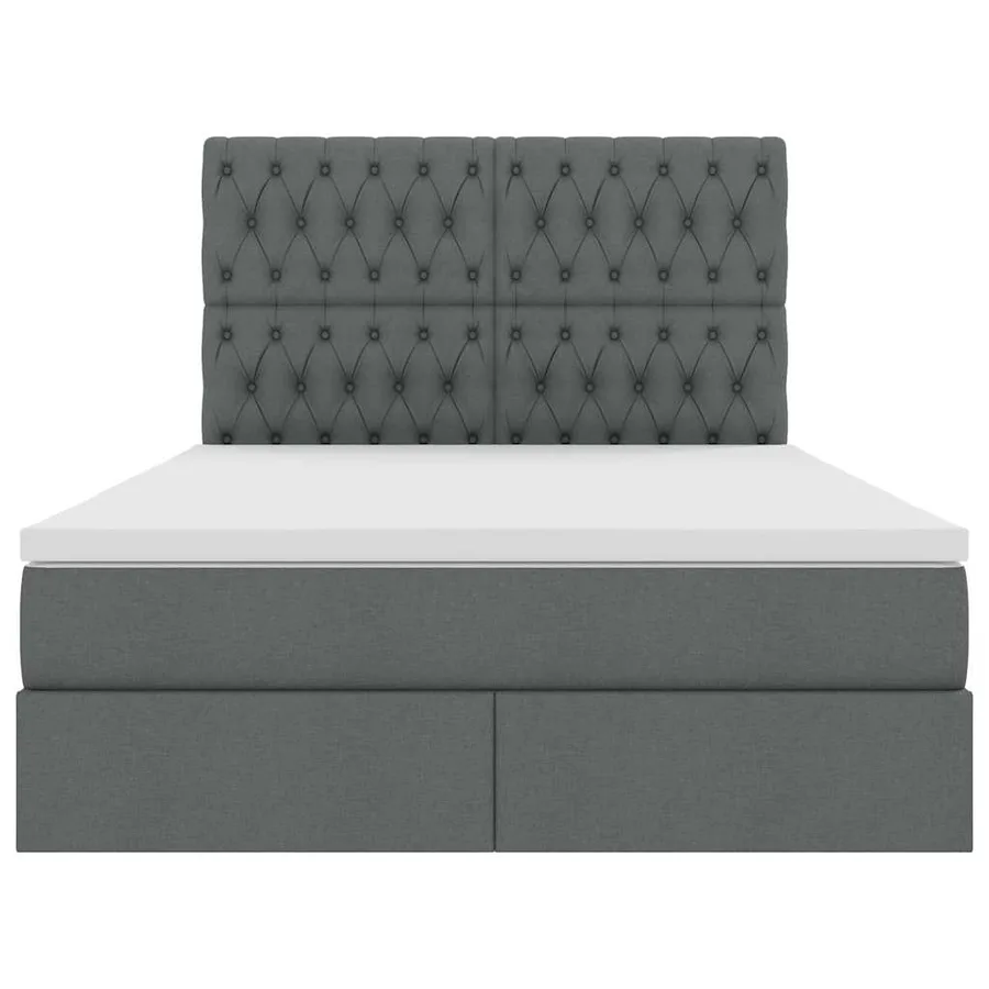 Lit avec rangement et matelas Gris foncé 140 x 200 cm tissu - 7