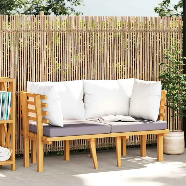 Canapé de jardin 2 places avec coussins Bois d'acacia massif