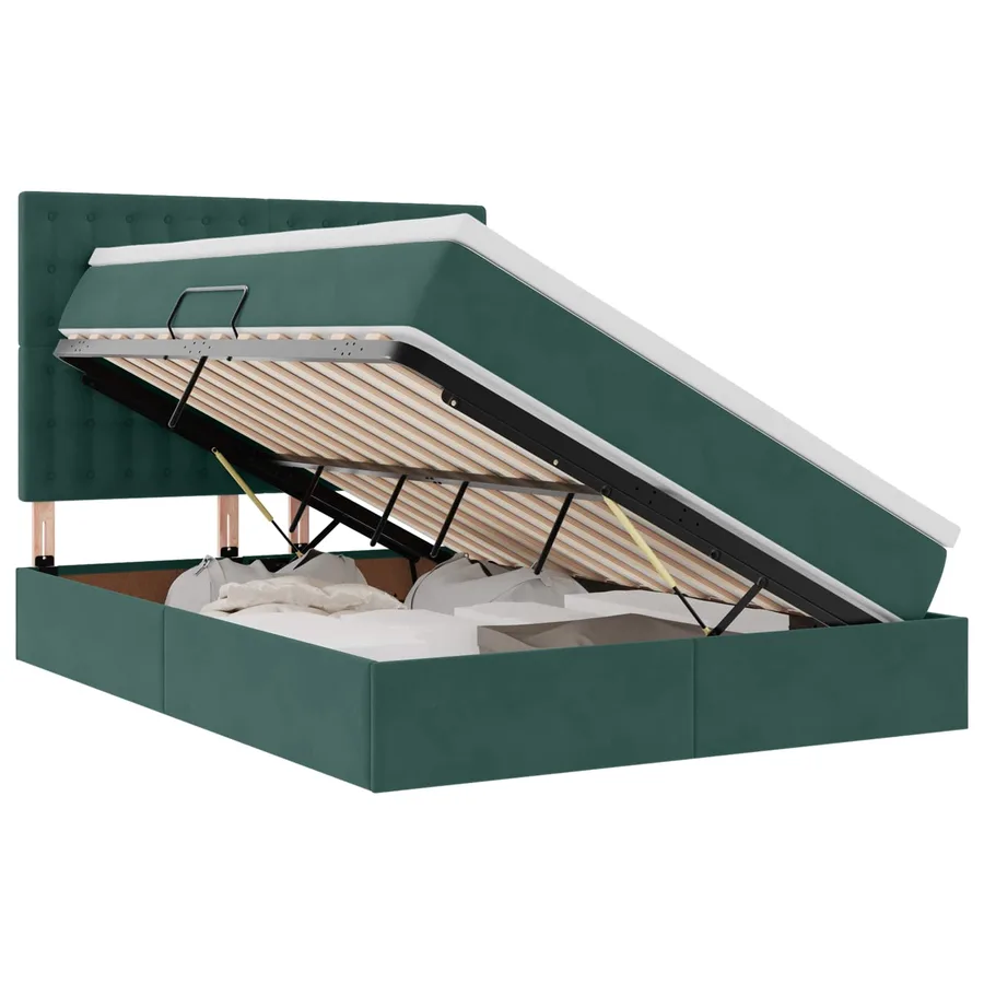 Lit de rangement LED avec matelas Vert foncé 140 x 200 cm - 2