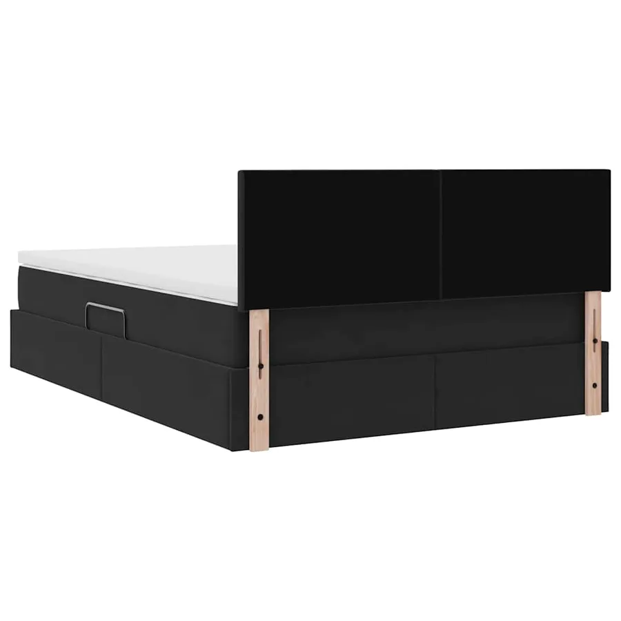 Lit de rangement LED avec matelas Noir 140 x 200 cm Velours - 12