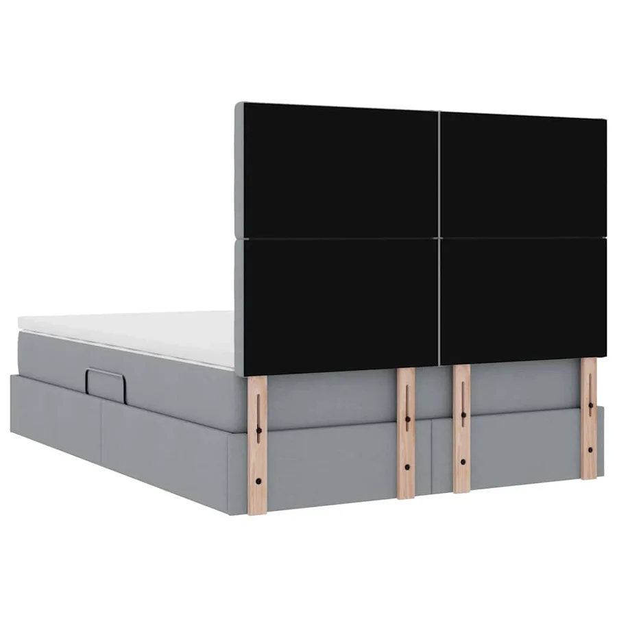 Lit avec rangement et matelas Gris clair 140 x 200 cm tissu - 11