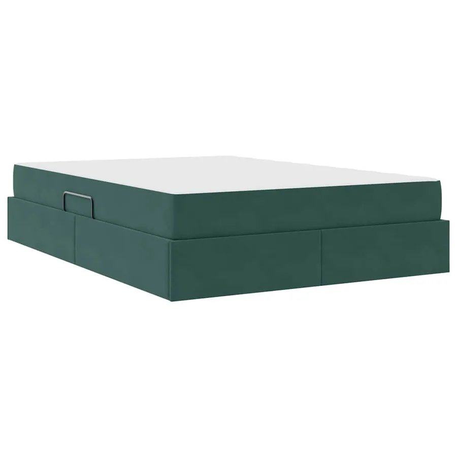 Lit avec rangement et matelas Vert foncé 140 x 200 cm Velours - 10