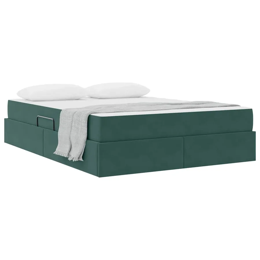 Lit avec rangement et matelas Vert foncé 140 x 200 cm Velours - 3