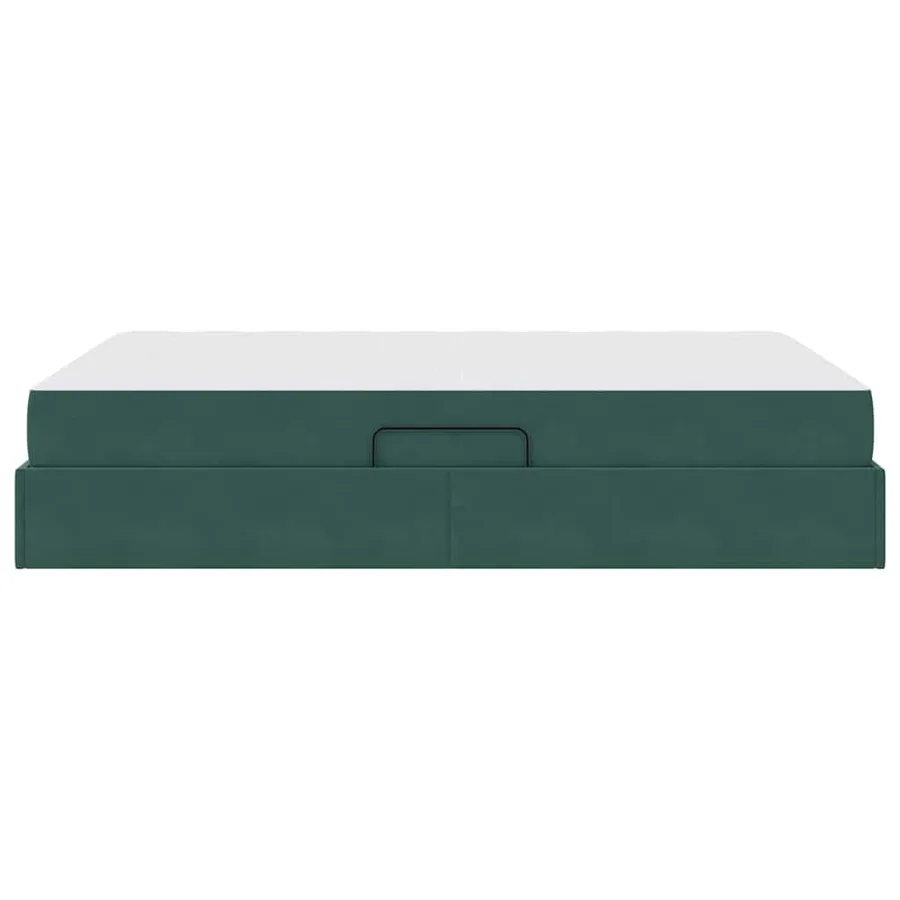 Lit avec rangement et matelas Vert foncé 140 x 200 cm Velours - 9