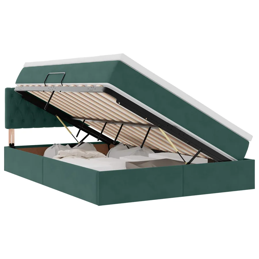 Lit de rangement LED avec matelas Vert foncé 140 x 200 cm - 2