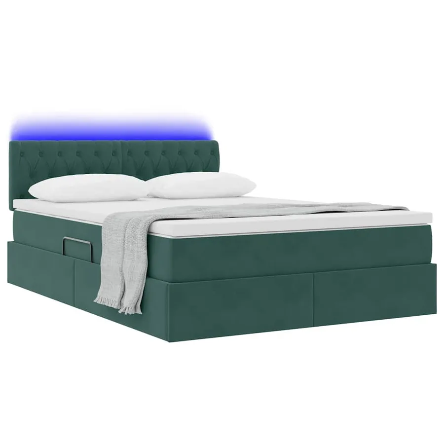 Lit de rangement LED avec matelas Vert foncé 140 x 200 cm - 3