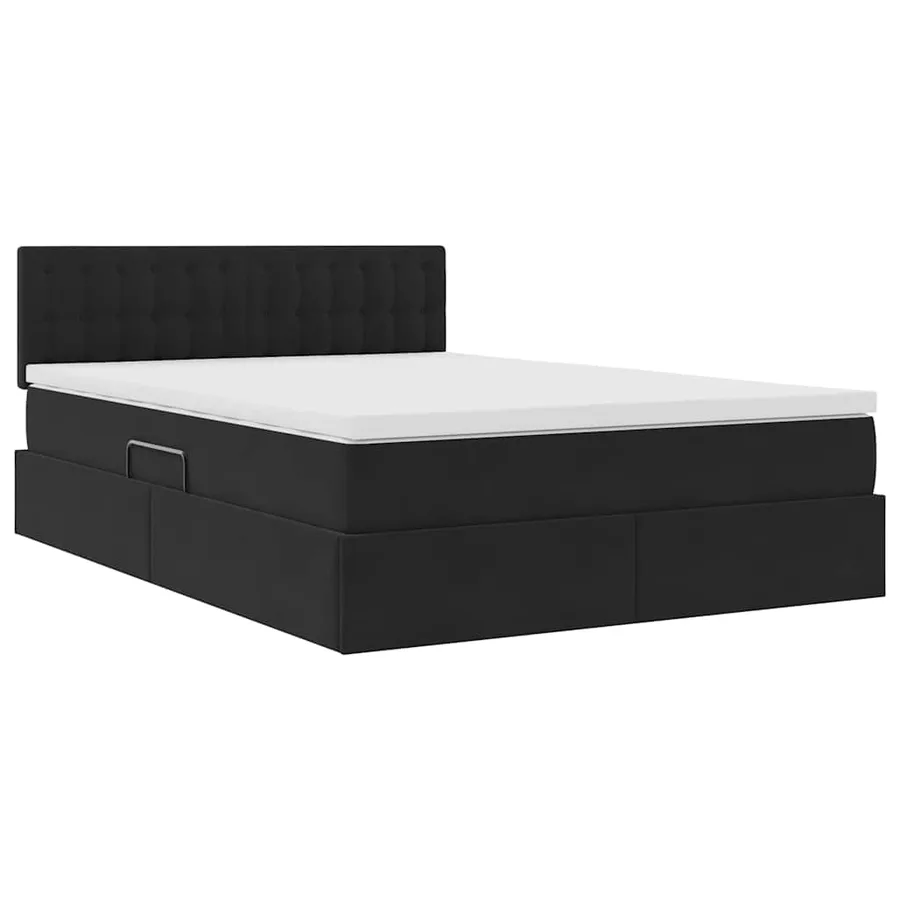 Lit de rangement LED avec matelas Noir 140 x 200 cm Velours - 6