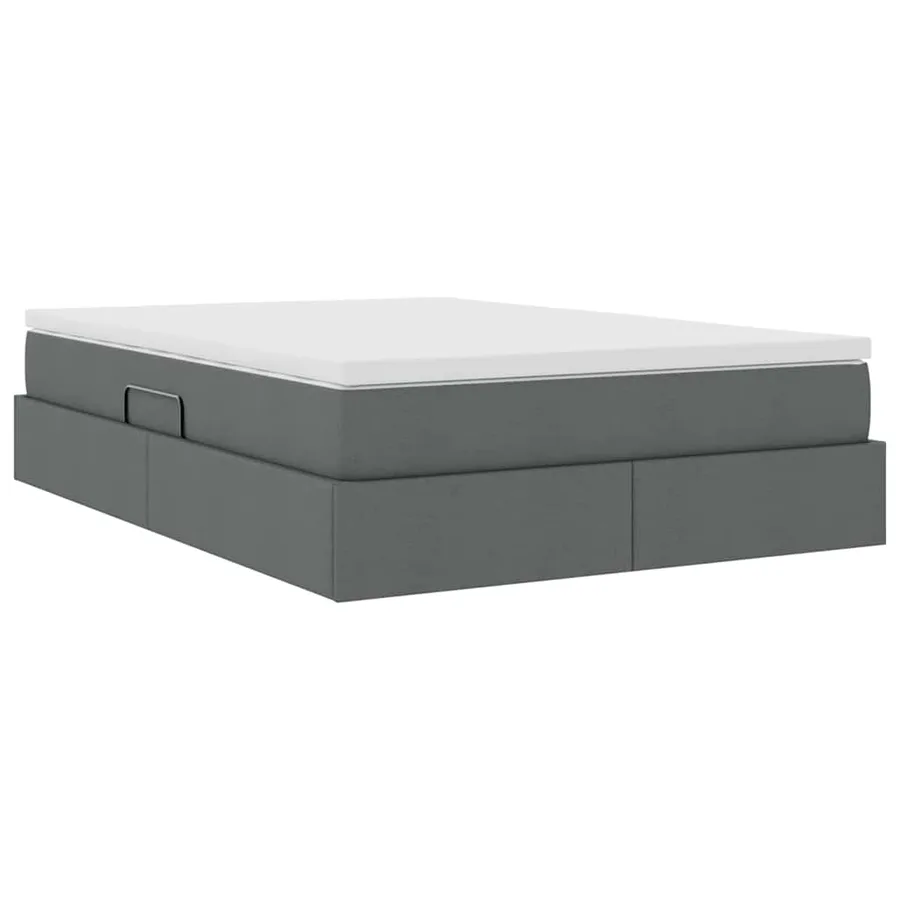 Lit avec rangement et matelas Gris foncé 140 x 200 cm Polyester - 10