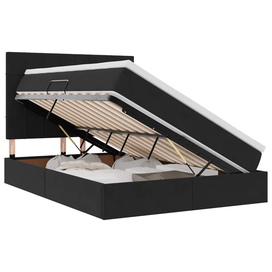 Lit avec rangement et matelas Noir 140 x 200 cm Velours - 2