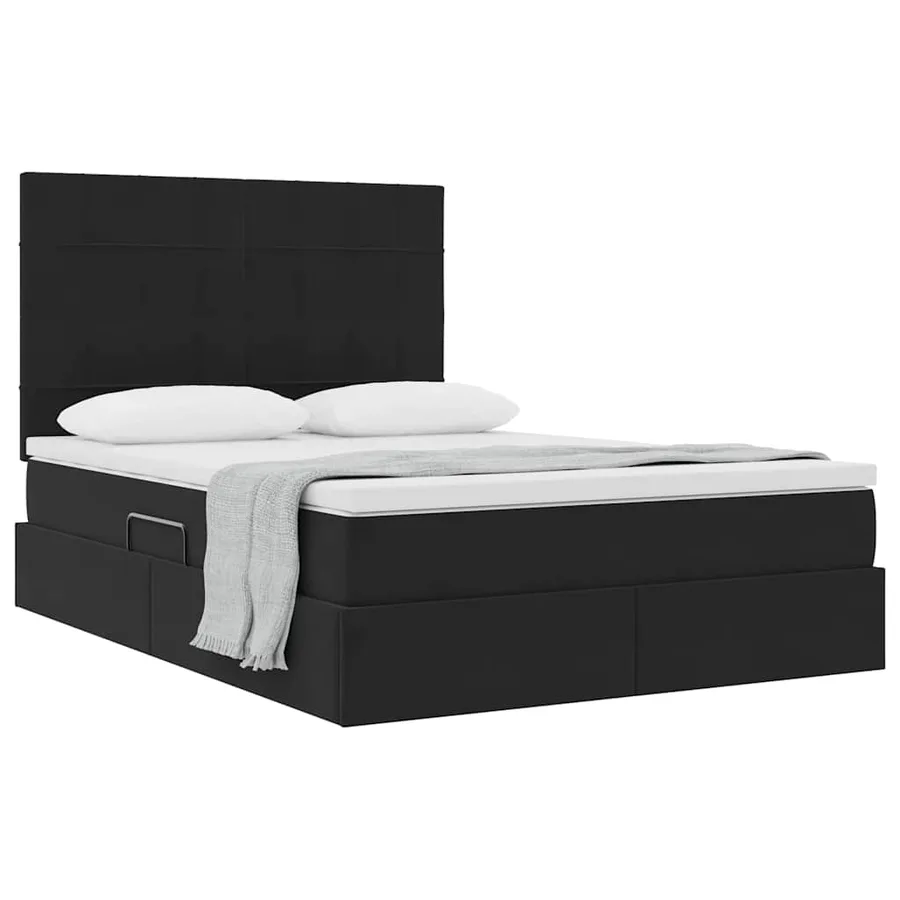 Lit avec rangement et matelas Noir 140 x 200 cm Velours - 3