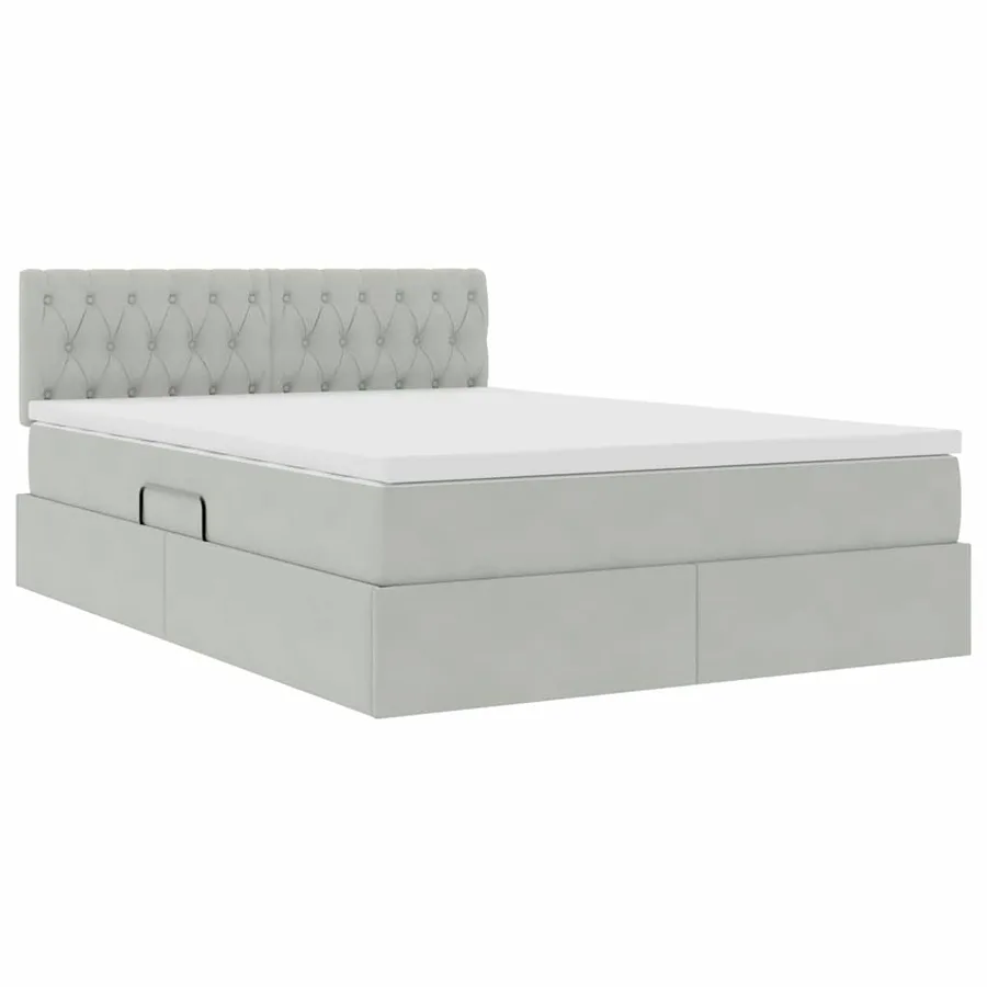 Lit de rangement LED avec matelas Gris clair 140 x 200 cm - 6