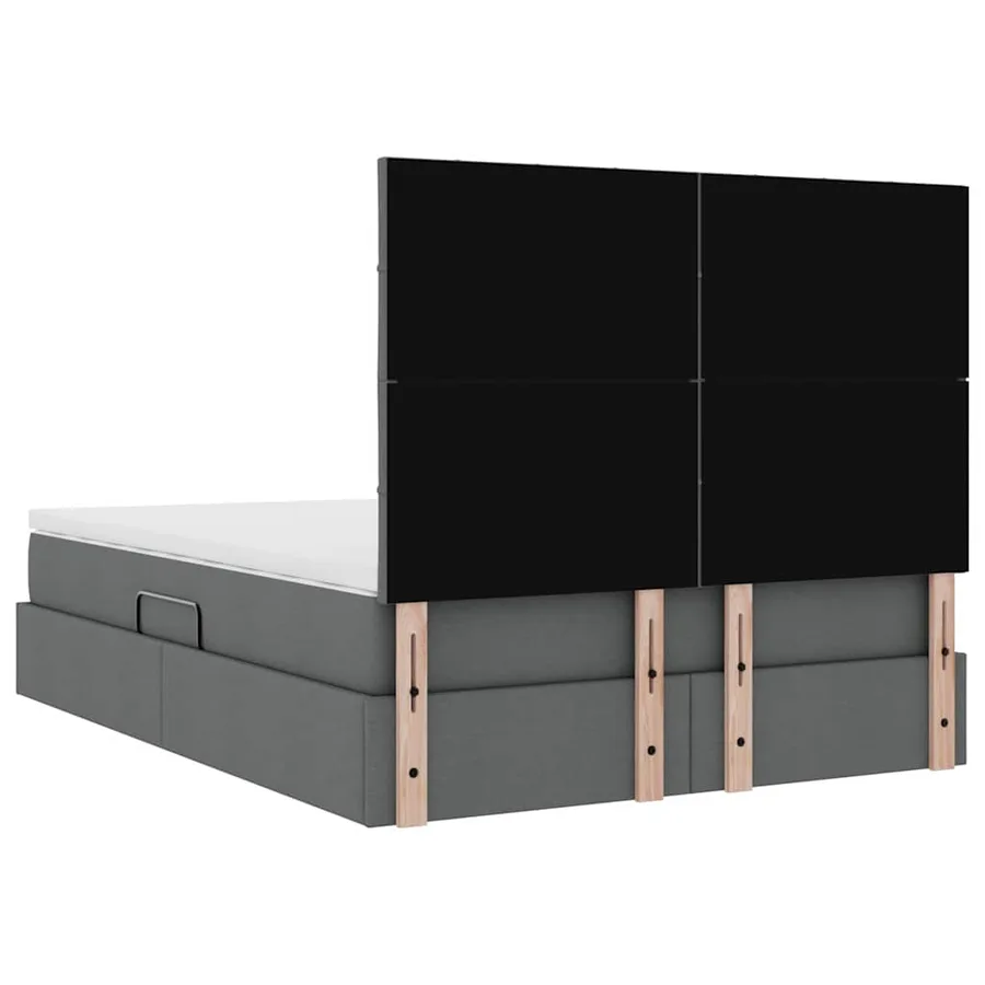 Lit avec rangement et matelas Gris foncé 140 x 200 cm tissu - 11