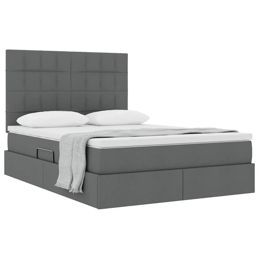 Lit avec rangement et matelas Gris foncé 140 x 200 cm tissu - 3