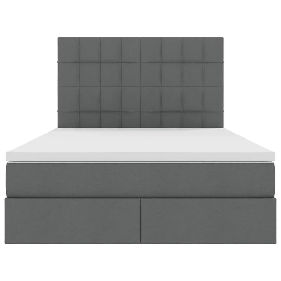 Lit avec rangement et matelas Gris foncé 140 x 200 cm tissu - 7