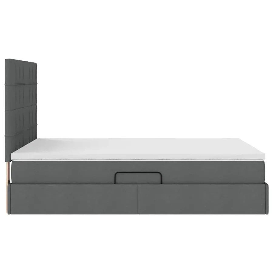 Lit avec rangement et matelas Gris foncé 140 x 200 cm tissu - 8