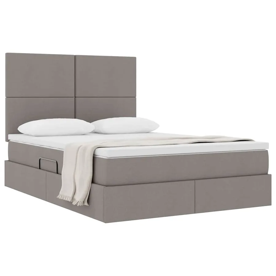 Lit avec rangement et matelas Taupe 140 x 200 cm tissu - 3