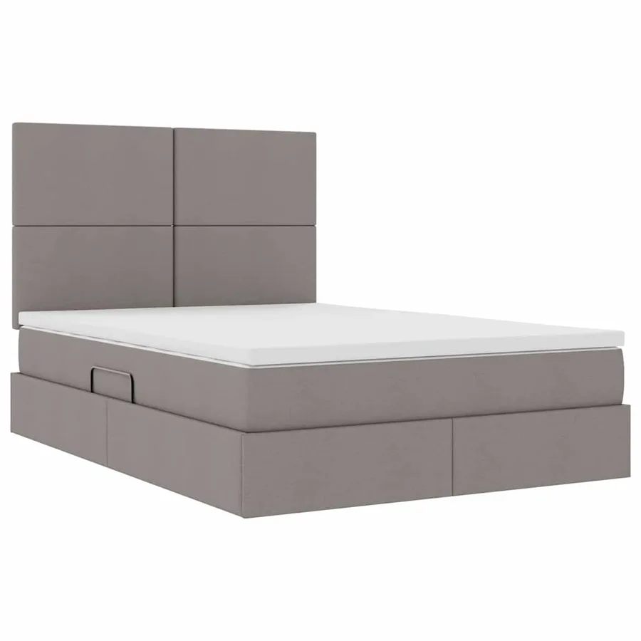 Lit avec rangement et matelas Taupe 140 x 200 cm tissu - 5