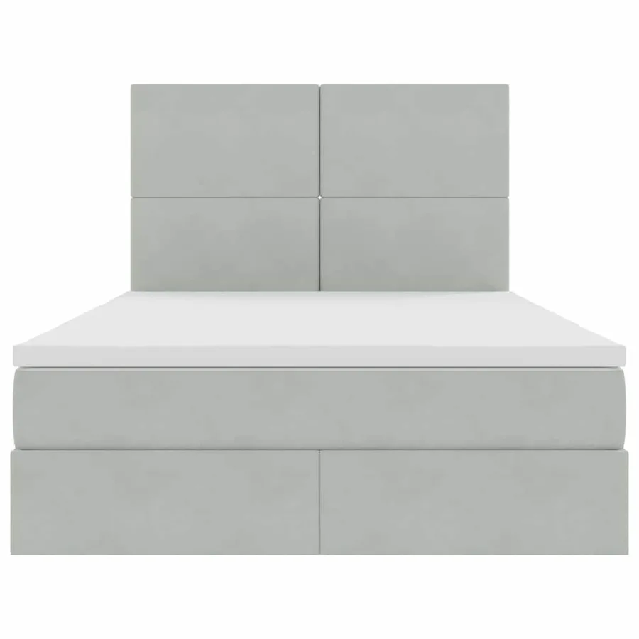 Lit avec rangement et matelas Gris clair 140 x 200 cm Velours - 7