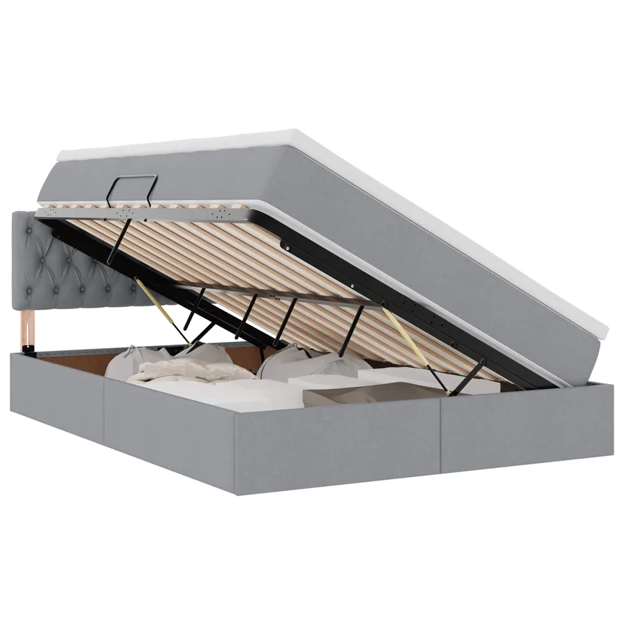 Lit avec rangement et matelas Gris clair 140 x 200 cm - 2