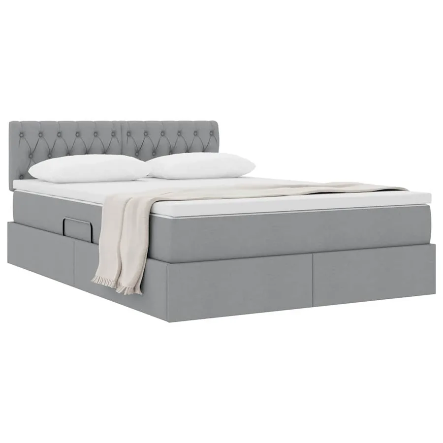 Lit avec rangement et matelas Gris clair 140 x 200 cm - 3