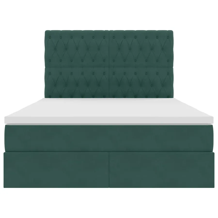 Lit avec rangement et matelas Vert foncé 140 x 200 cm Velours - 7