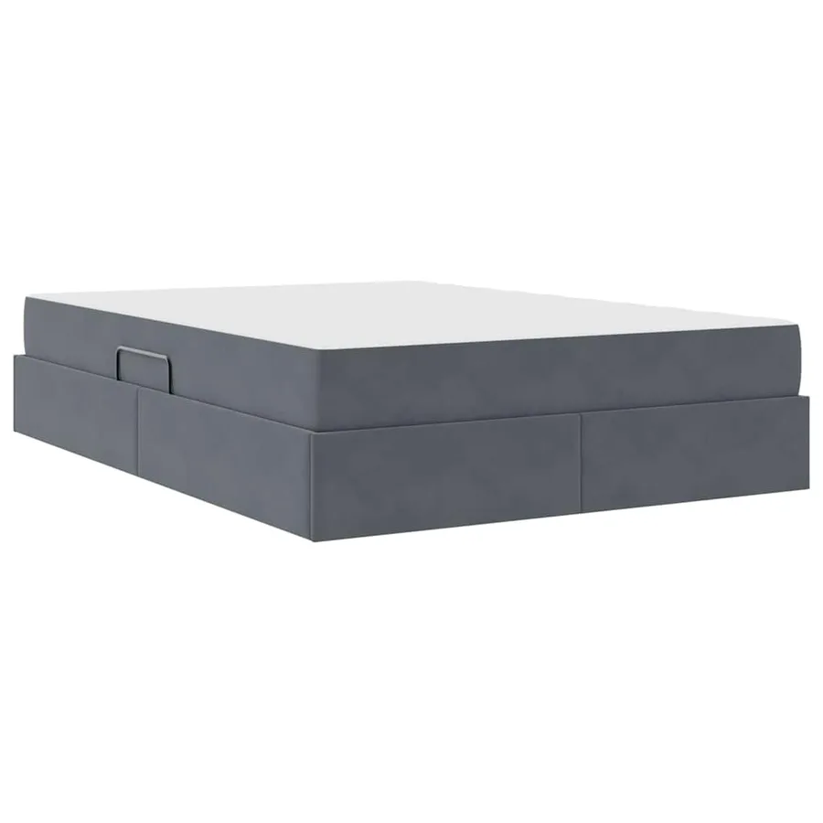 Lit avec rangement et matelas Gris foncé 140 x 200 cm Velours - 5