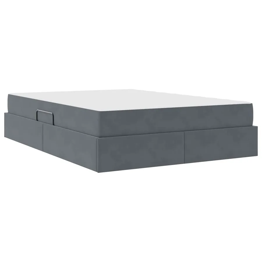 Lit avec rangement et matelas Gris foncé 140 x 200 cm Velours - 8