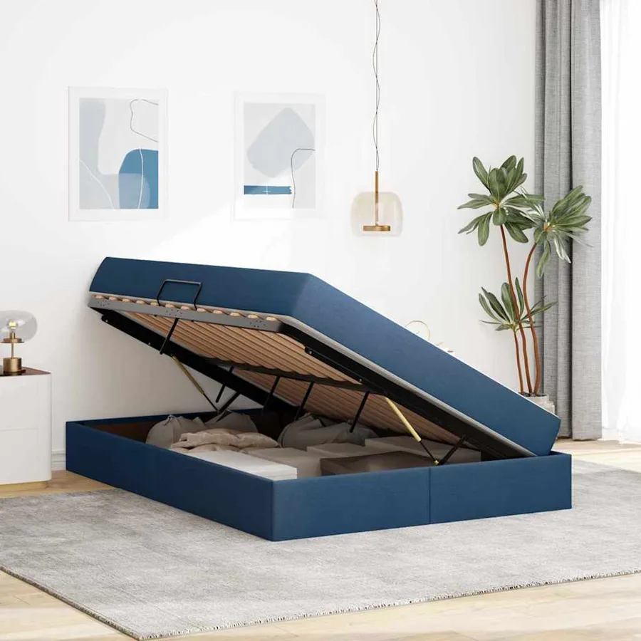 Lit avec rangement et matelas Bleu 140 x 200 cm Polyester - 4