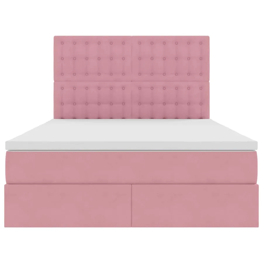 Lit avec rangement et matelas Rose 140 x 200 cm Velours - 7