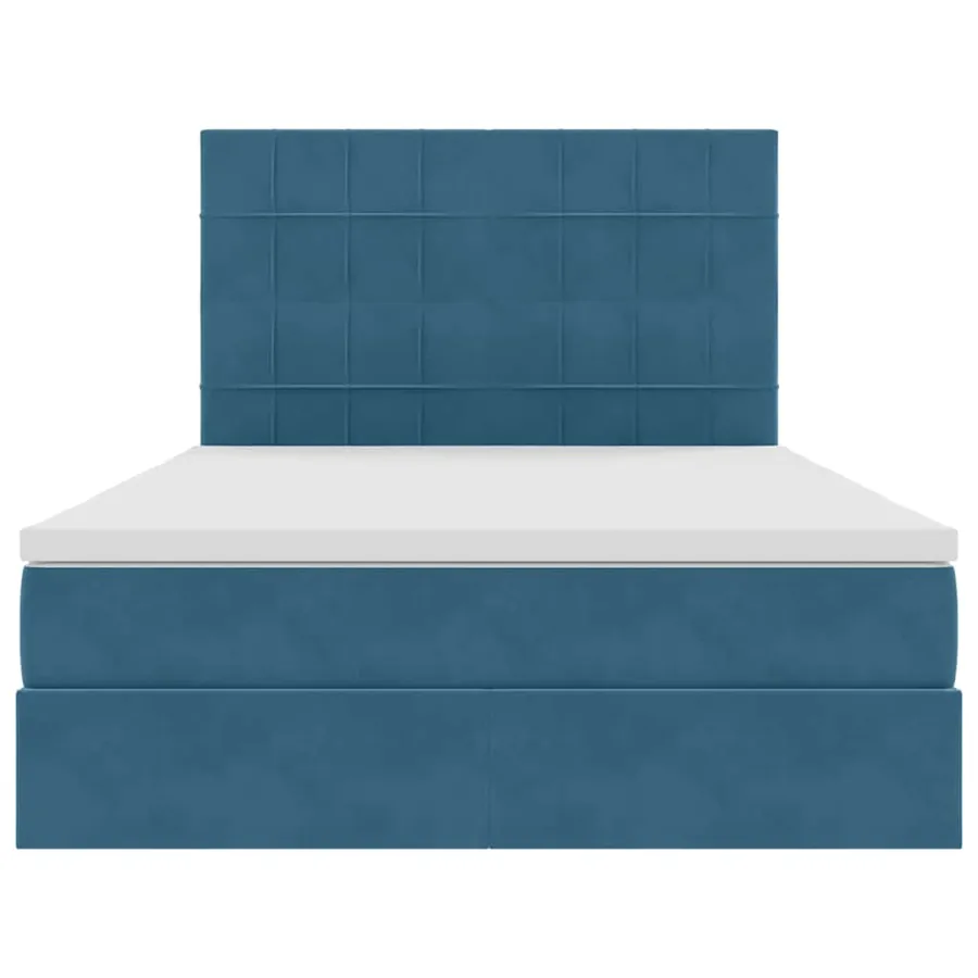 Lit avec rangement et matelas Bleu foncé 140 x 200 cm Velours - 7