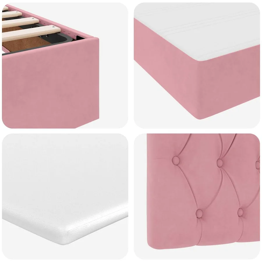 Lit de Rangement avec matelas Rose 140 x 200 cm Velours - 12